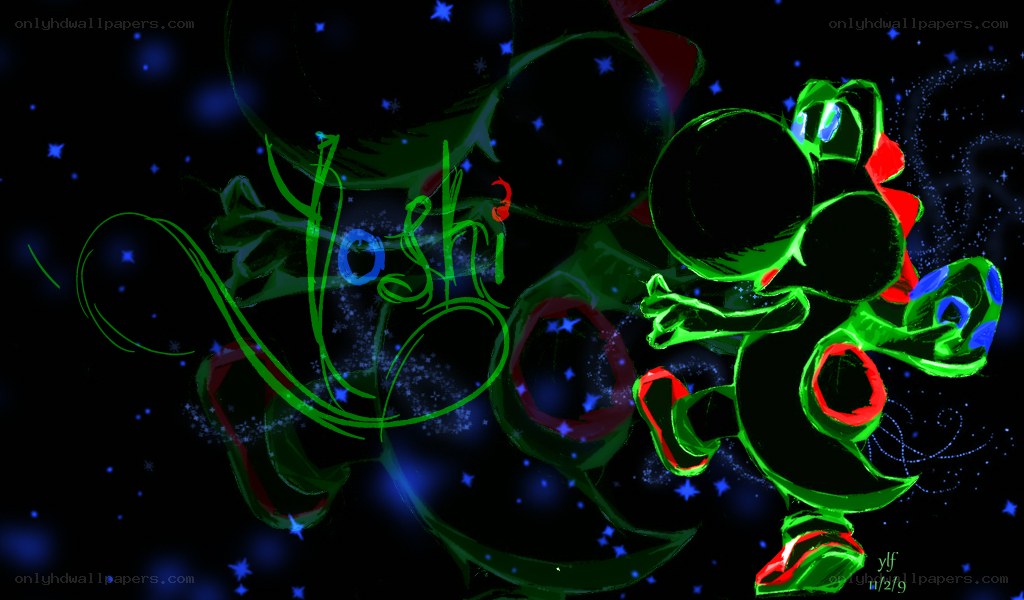 Yoshi in neon stars