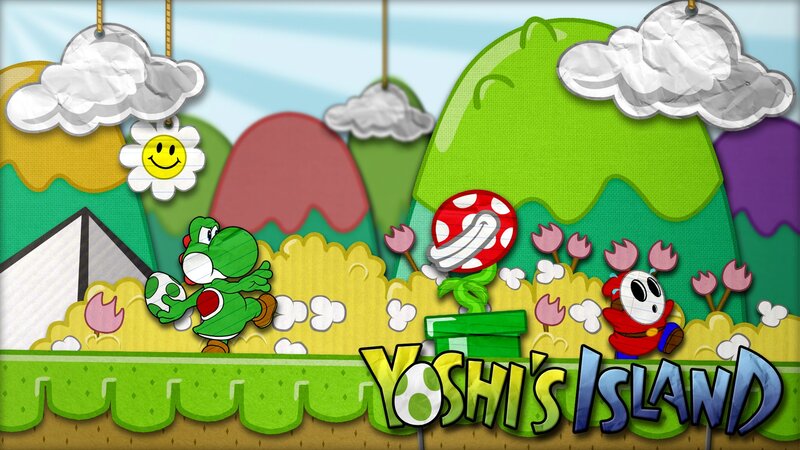 Yoshi on a Grassy Island