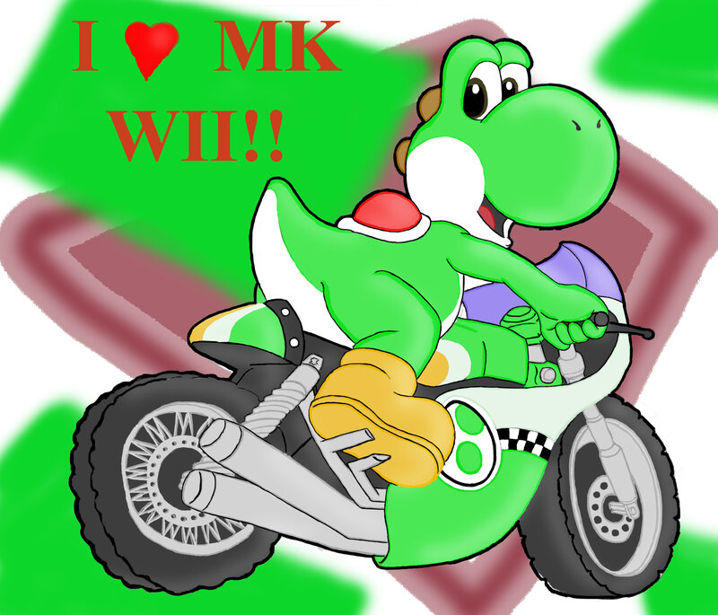 Yoshi on a motorcycle