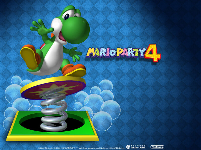 Yoshi on a spring in Mario Party 4
