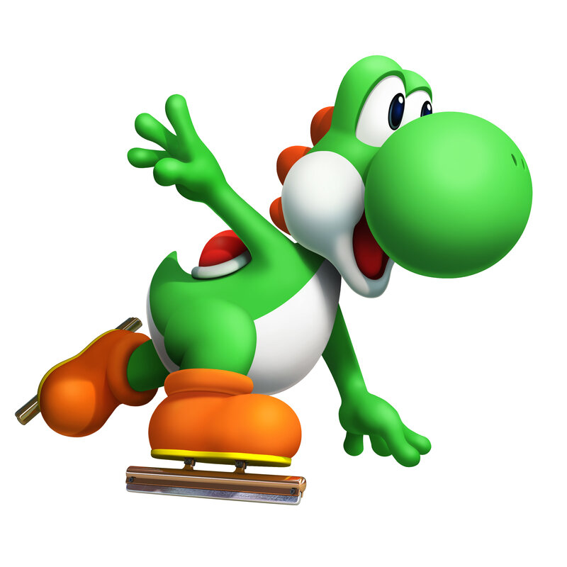 Yoshi on ice skates