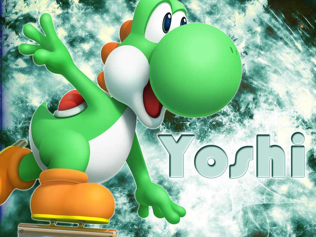 Yoshi on ice skates