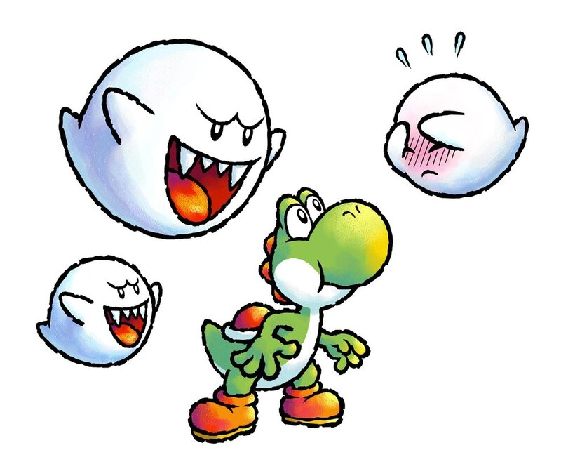 Yoshi Surrounded by Ghosts