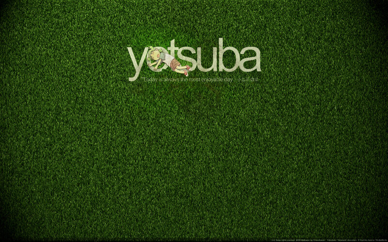 Yotsuba on a grassy field