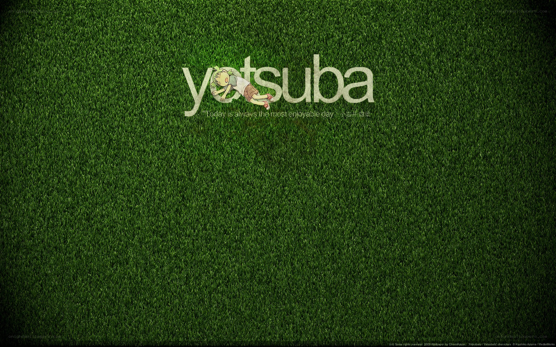 Yotsuba on a grassy field