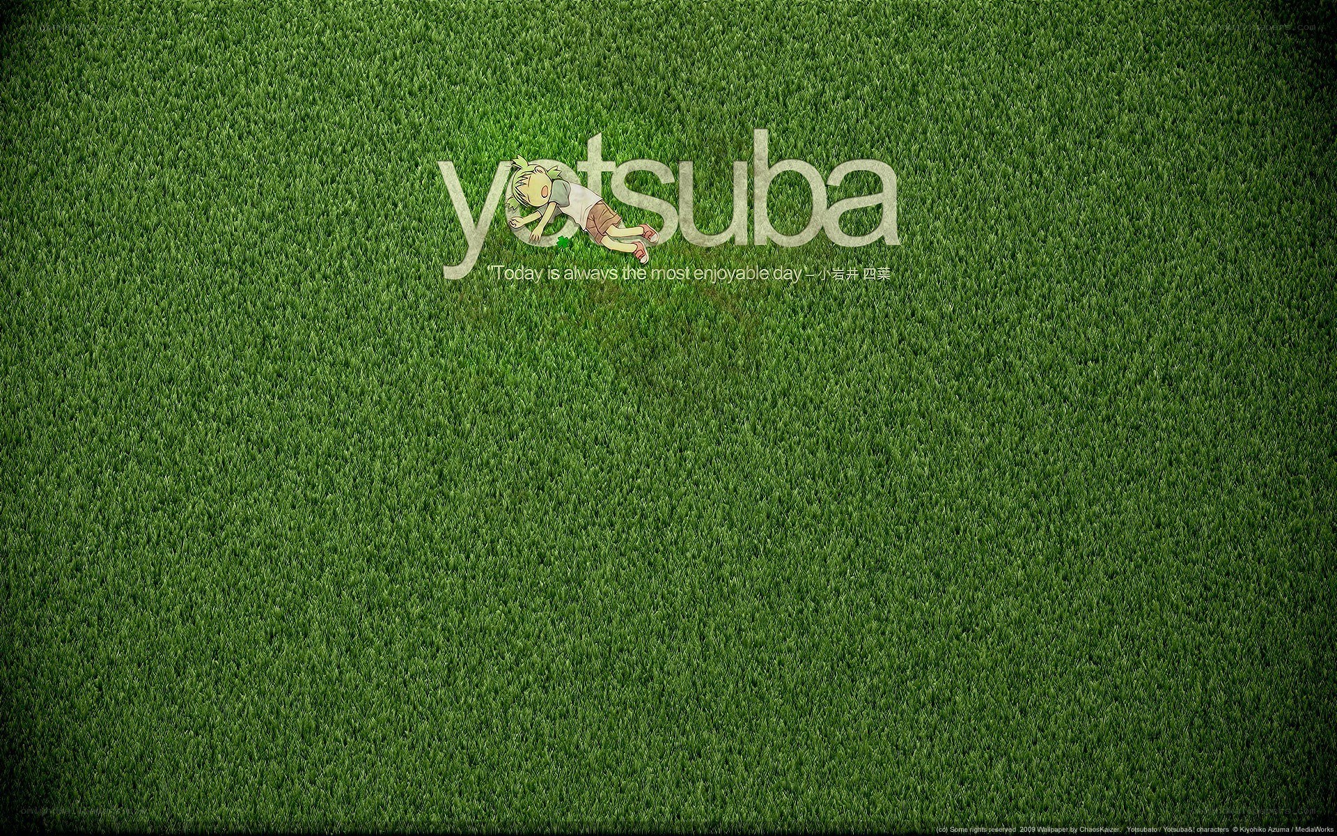 Yotsuba on a grassy field