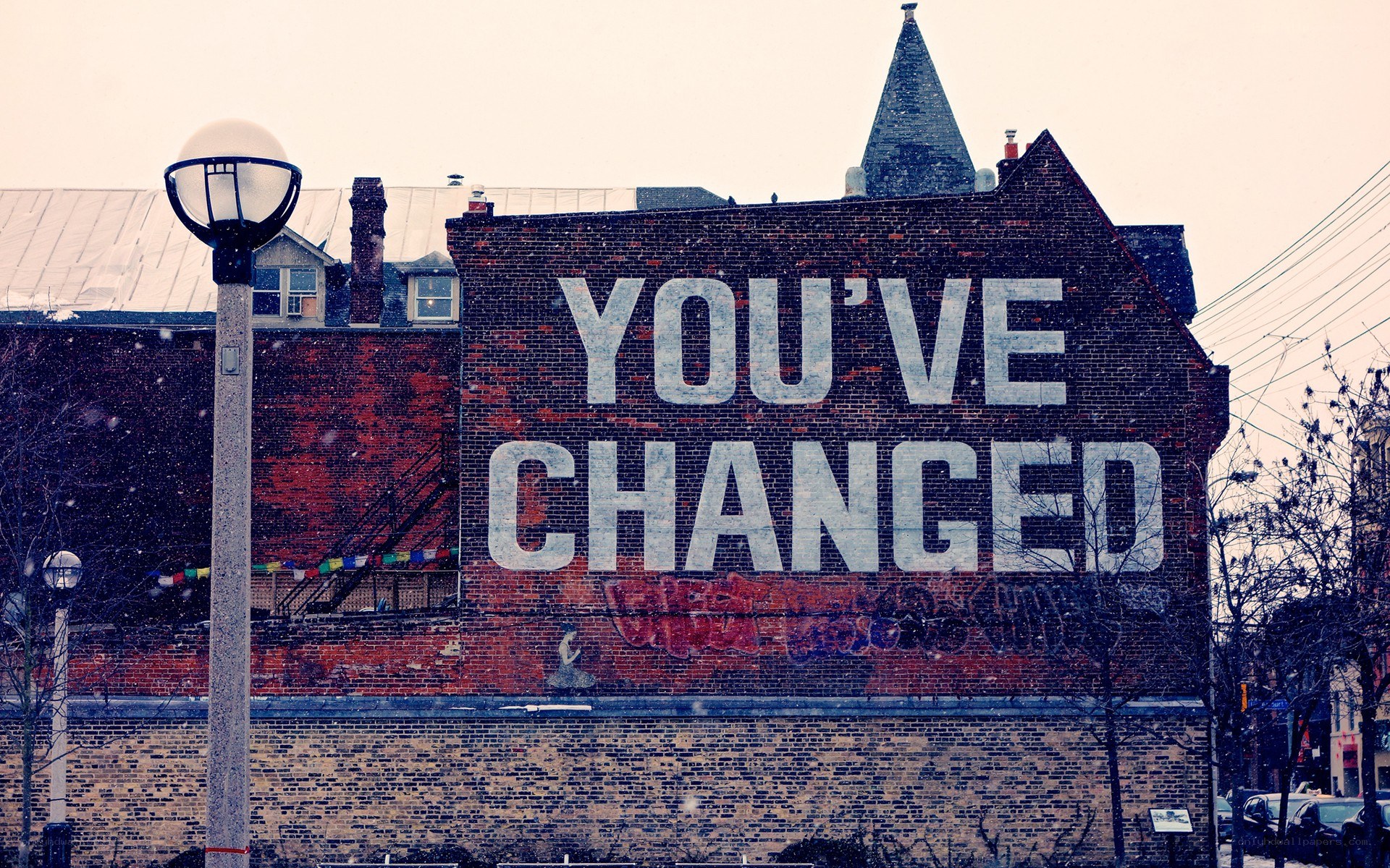 You've Changed mural in snow