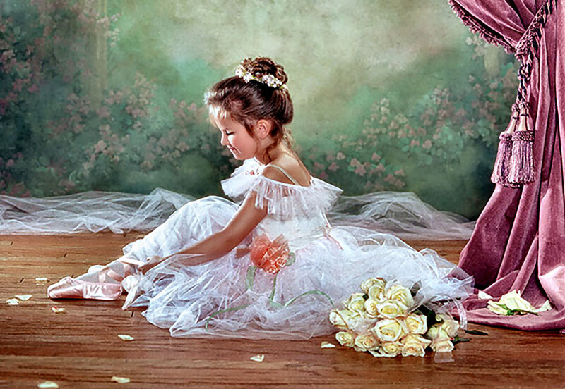 Young Ballerina Girl — White, Serene
