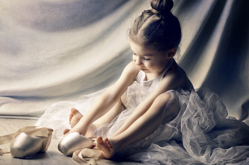 Young Ballerina Girl — White