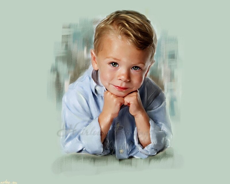 Young Boy in Blue Shirt