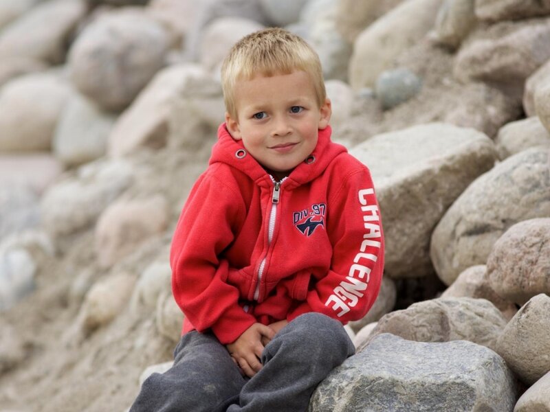 Young Boy in Red Hoodie