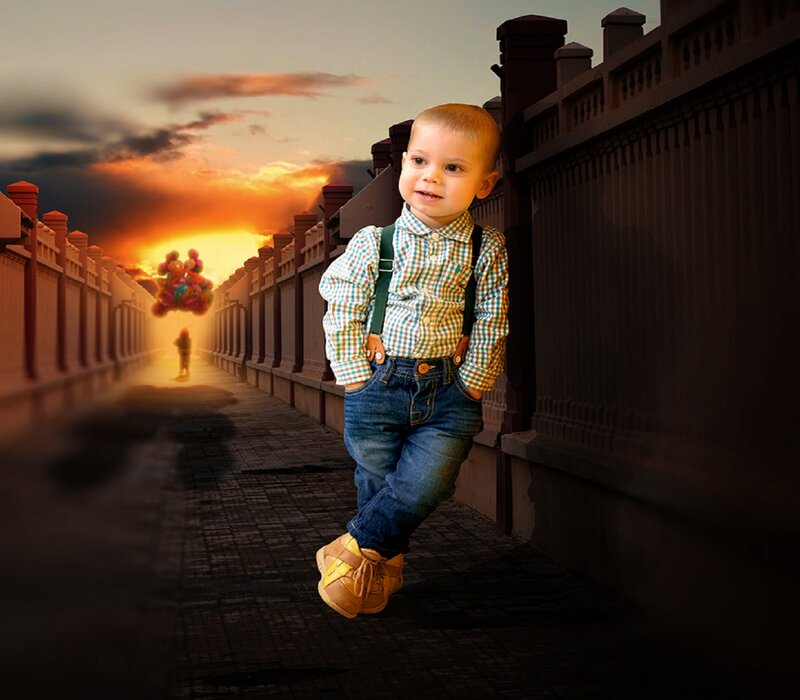 Young Boy in Suspenders