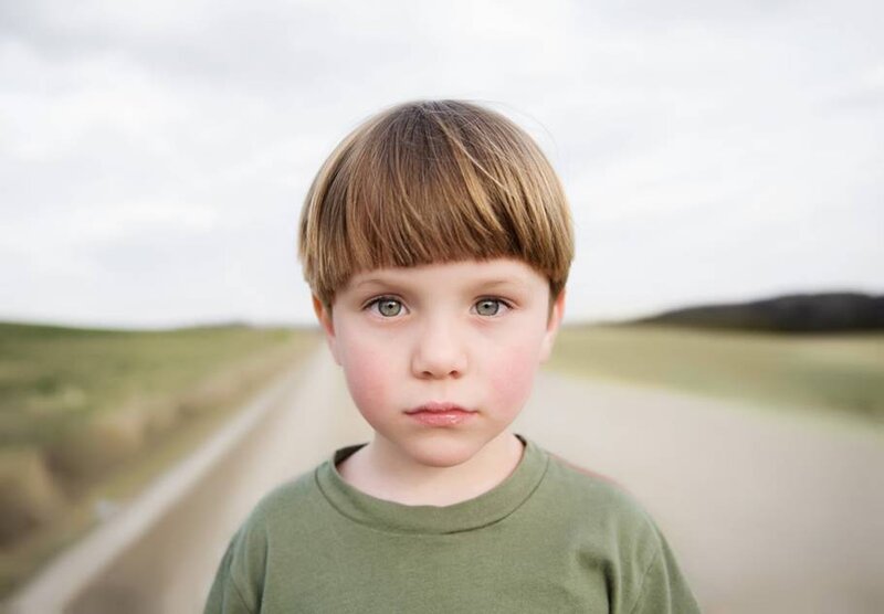 young boy on a rural road
