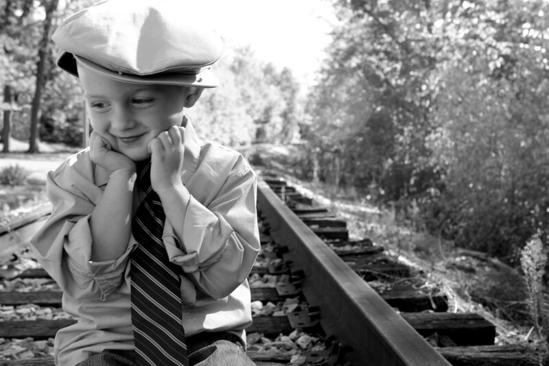 Young Boy on Train Tracks