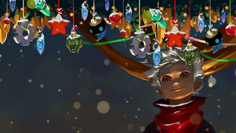 Young Boy under Ornaments