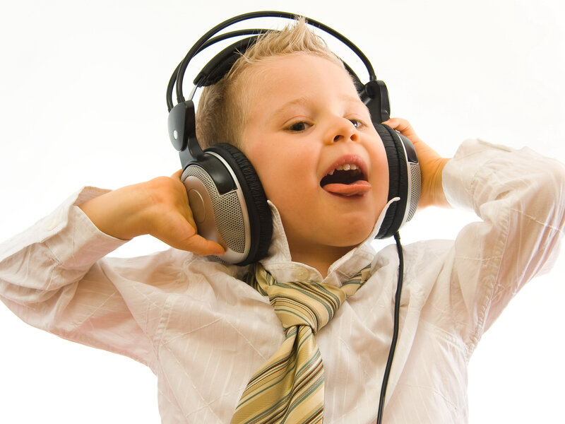 Young Boy Wearing Headphones