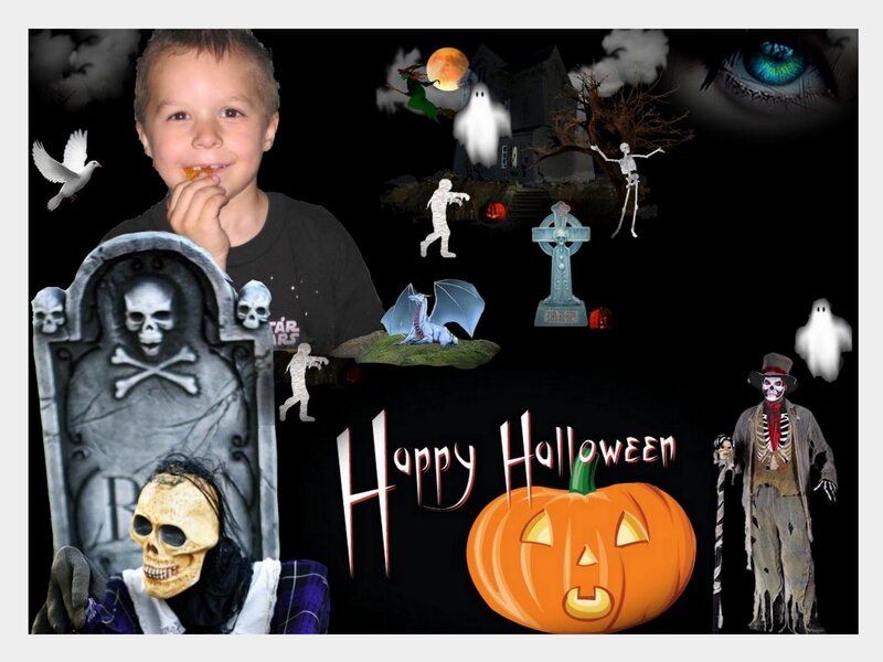 Young Boy with Halloween Props
