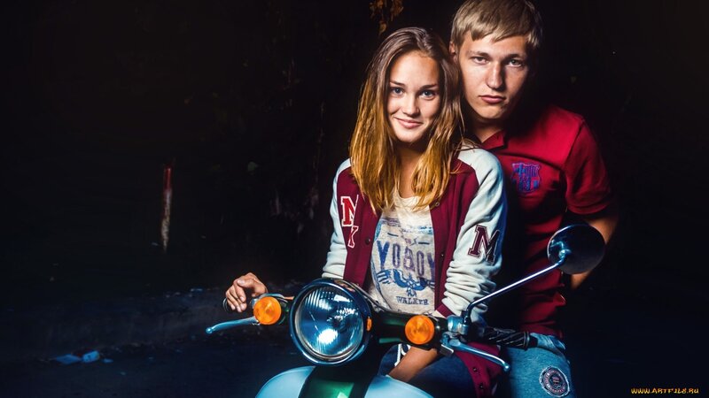 Young Couple on Scooter