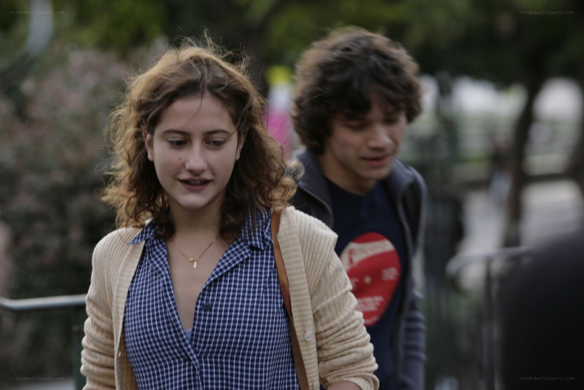 Young couple walking outdoors