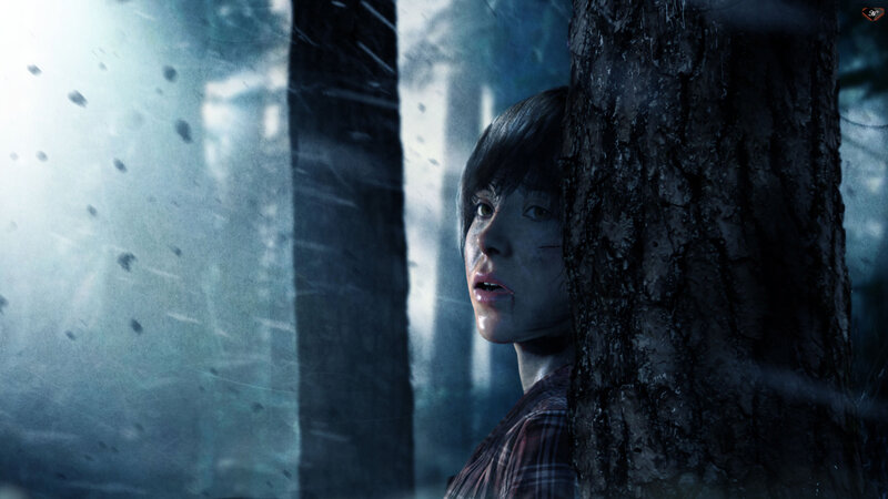 Young Girl Behind Tree