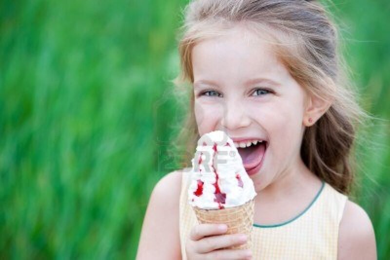 Young Girl Eating Ice Cream