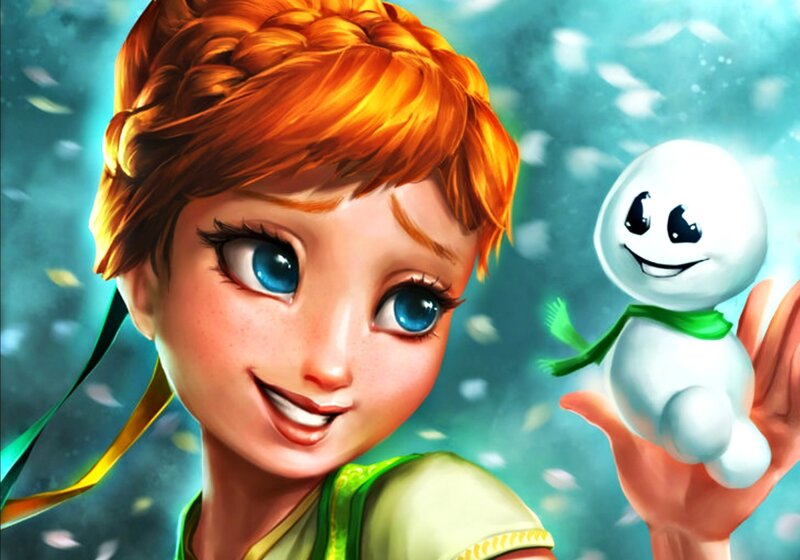 Young Girl Holding Snowman