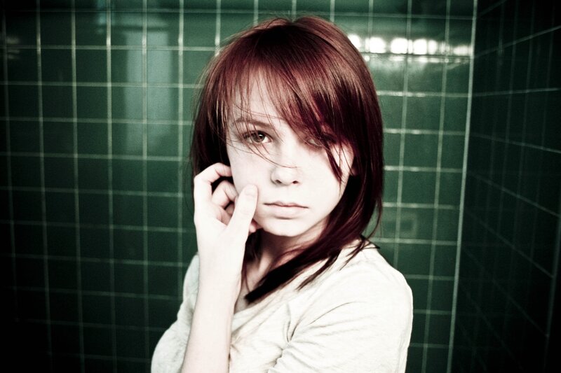 Young Girl in Bathroom