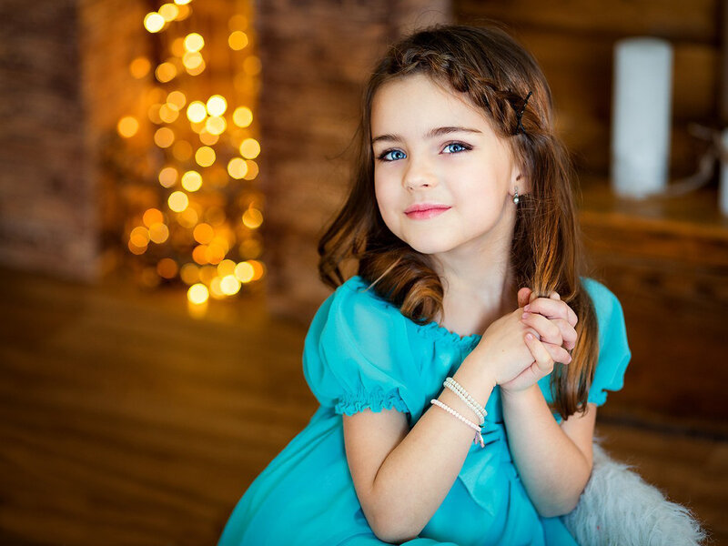 Young Girl in Blue Dress — Calm, Night
