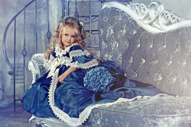 Young Girl in Blue Dress — Dramatic