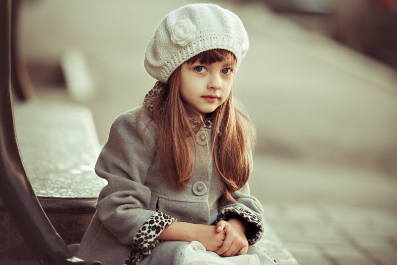 Young Girl in Coat — Gray, Calm