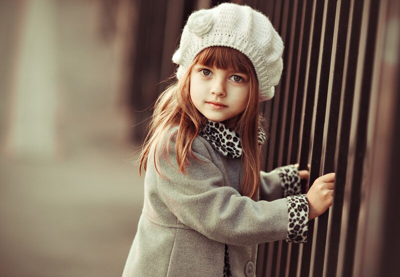 Young Girl in Coat — Gray