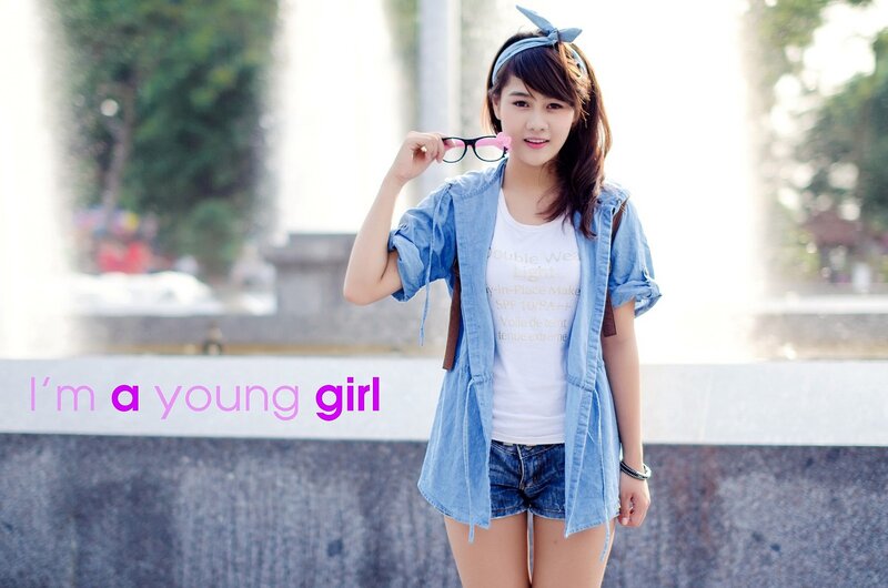 young girl in denim outfit