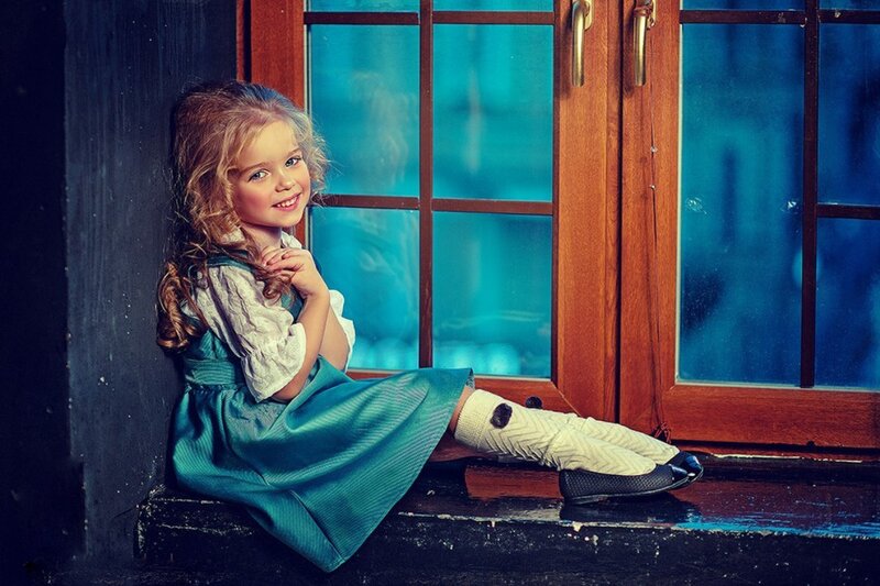 Young Girl in Dress — Teal