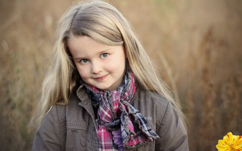 Young Girl in Field — Brown