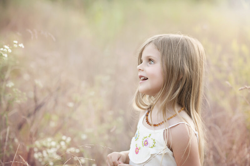 Young Girl in Field — White