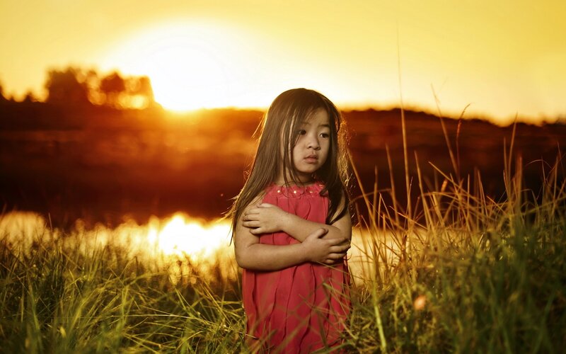 Young Girl in Field — Yellow