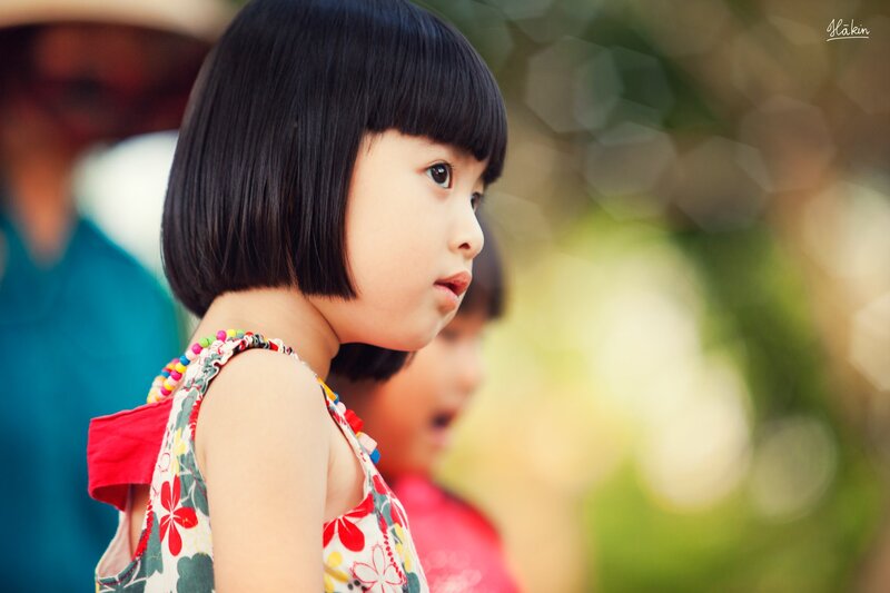 young girl in floral dress