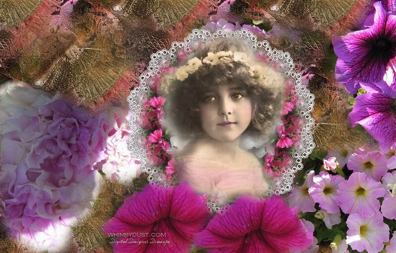 Young Girl in Floral Frame