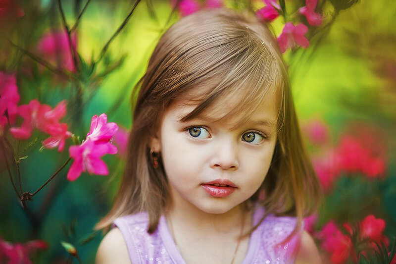 Young Girl in Flowers — Pink
