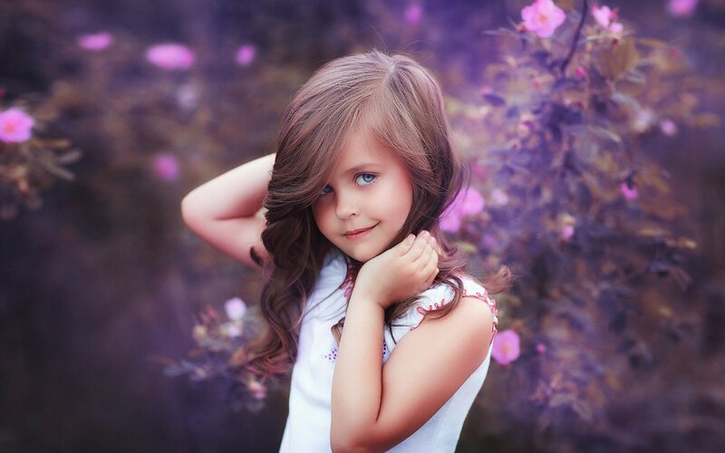 Young Girl in Flowers — Purple