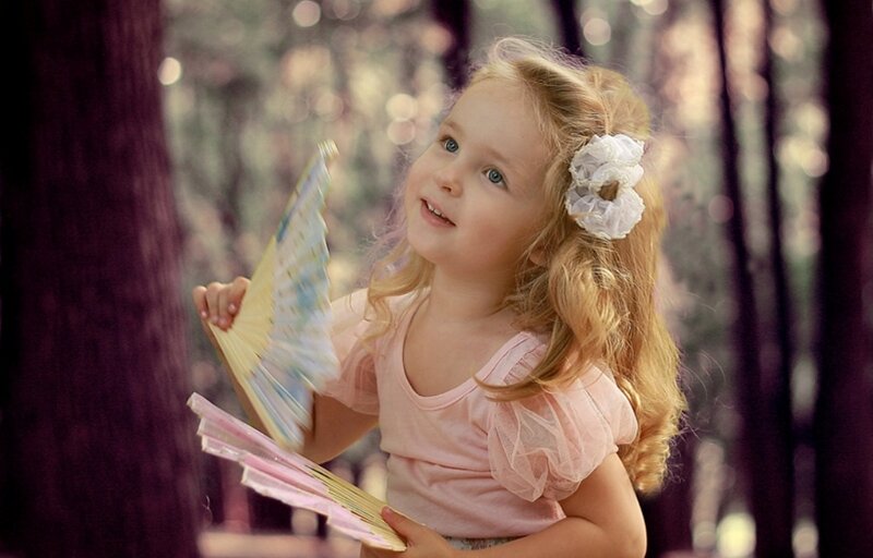 Young Girl in Forest — Pink