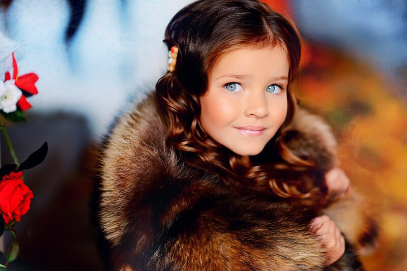 Young Girl in Fur Coat — Brown