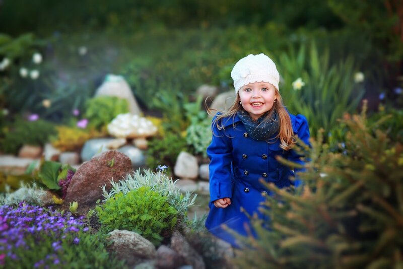 Young Girl in Garden — Blue