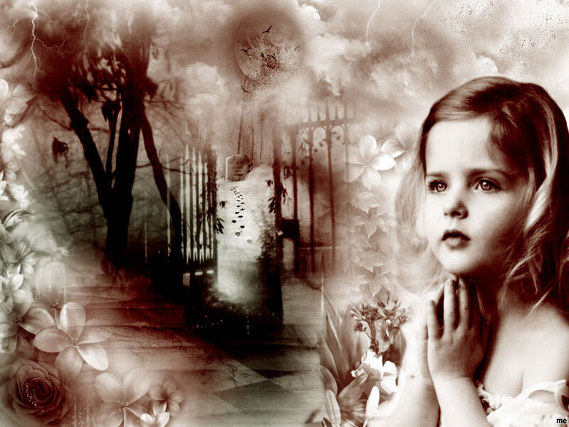 Young Girl in Garden — Brown