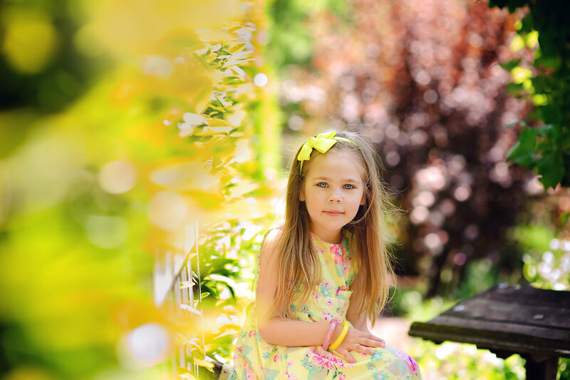 Young Girl in Garden — Yellow