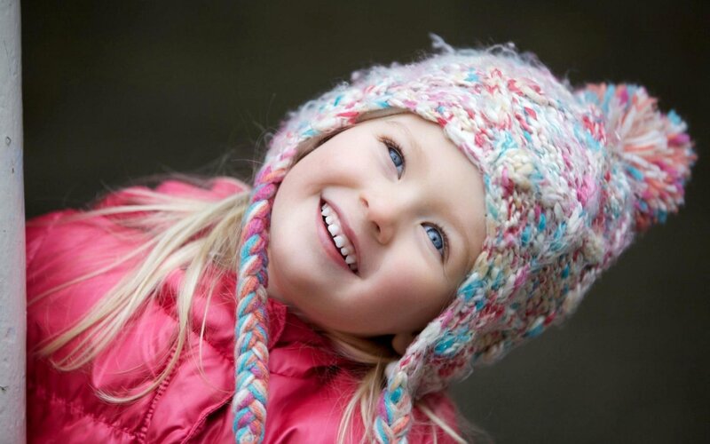 Young Girl in Hat — Pink, Happy, Winter