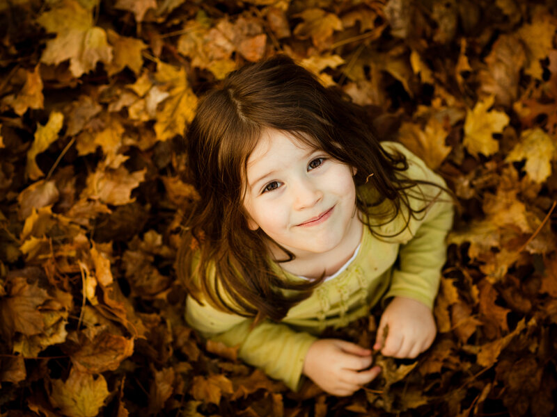 Young Girl in Leaves — Brown