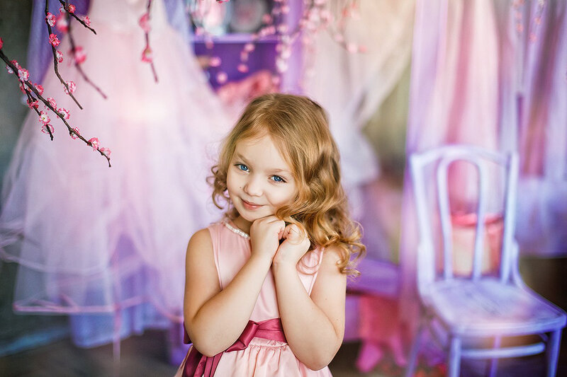 Young Girl in Pink Dress — Dreamy