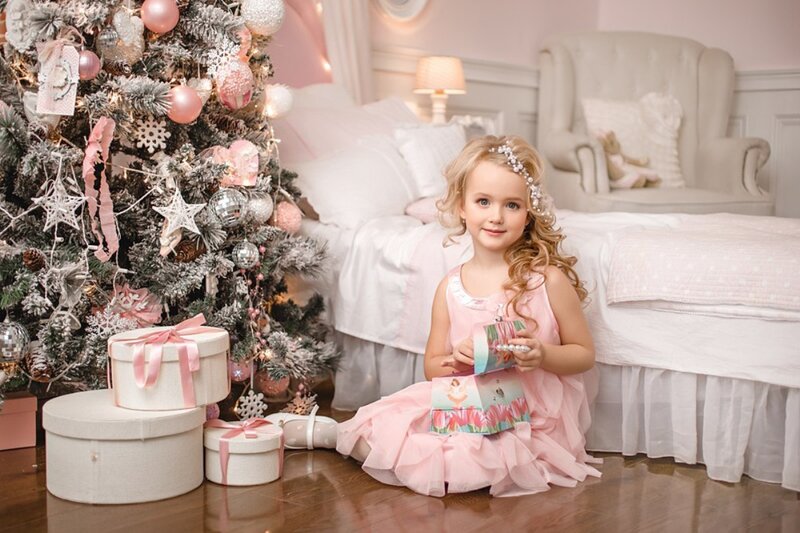 Young Girl in Pink Dress — Festive, Winter