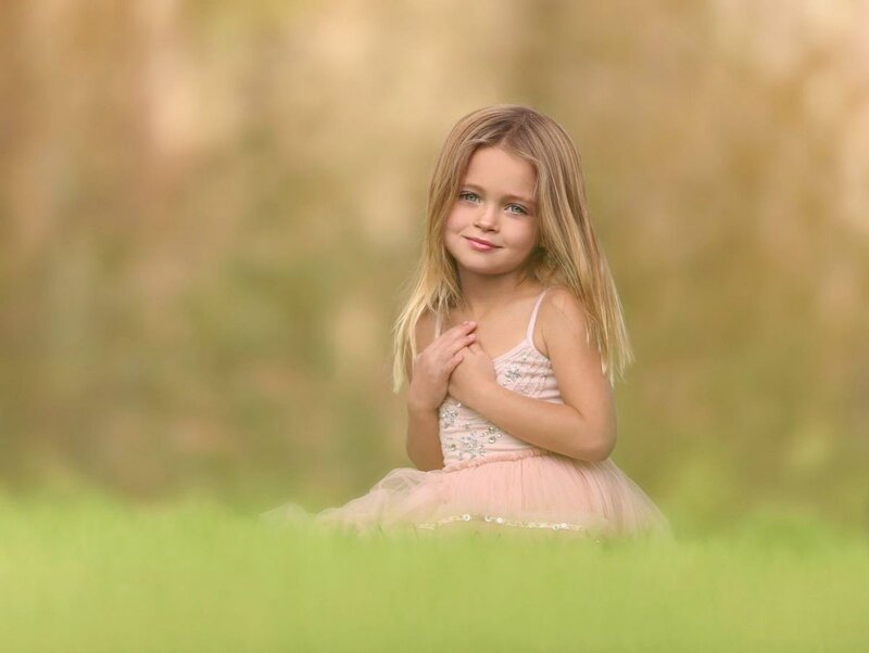 Young Girl in Pink Dress — Green, Serene
